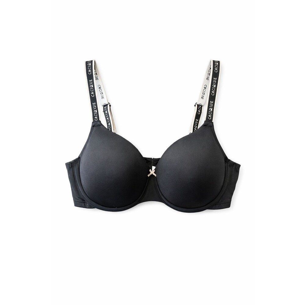 Cacique Bra 42d Black Full Coverage Underwire with logo straps